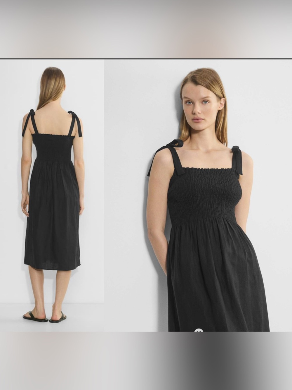 Wilfred Golden Hour Linen Midi Dress Sz M Black